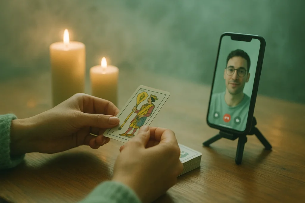 Tirada de cartas gitanas en vivo por videollamada con velas