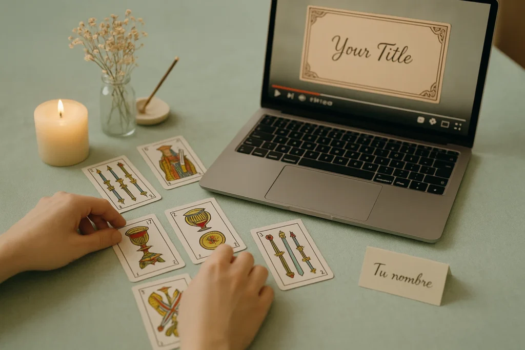 Tirada gitana personalizada con nombre en video estilo YouTube